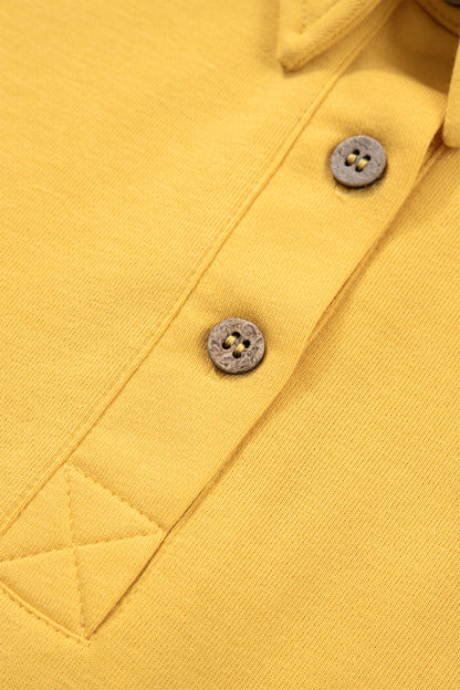 Conjunto corto de 2 piezas de polo holgado y cintura elástica color crema plátano