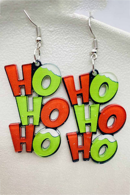 Green HO HO HO Dangle Christmas Earrings - Snoopy's Closet