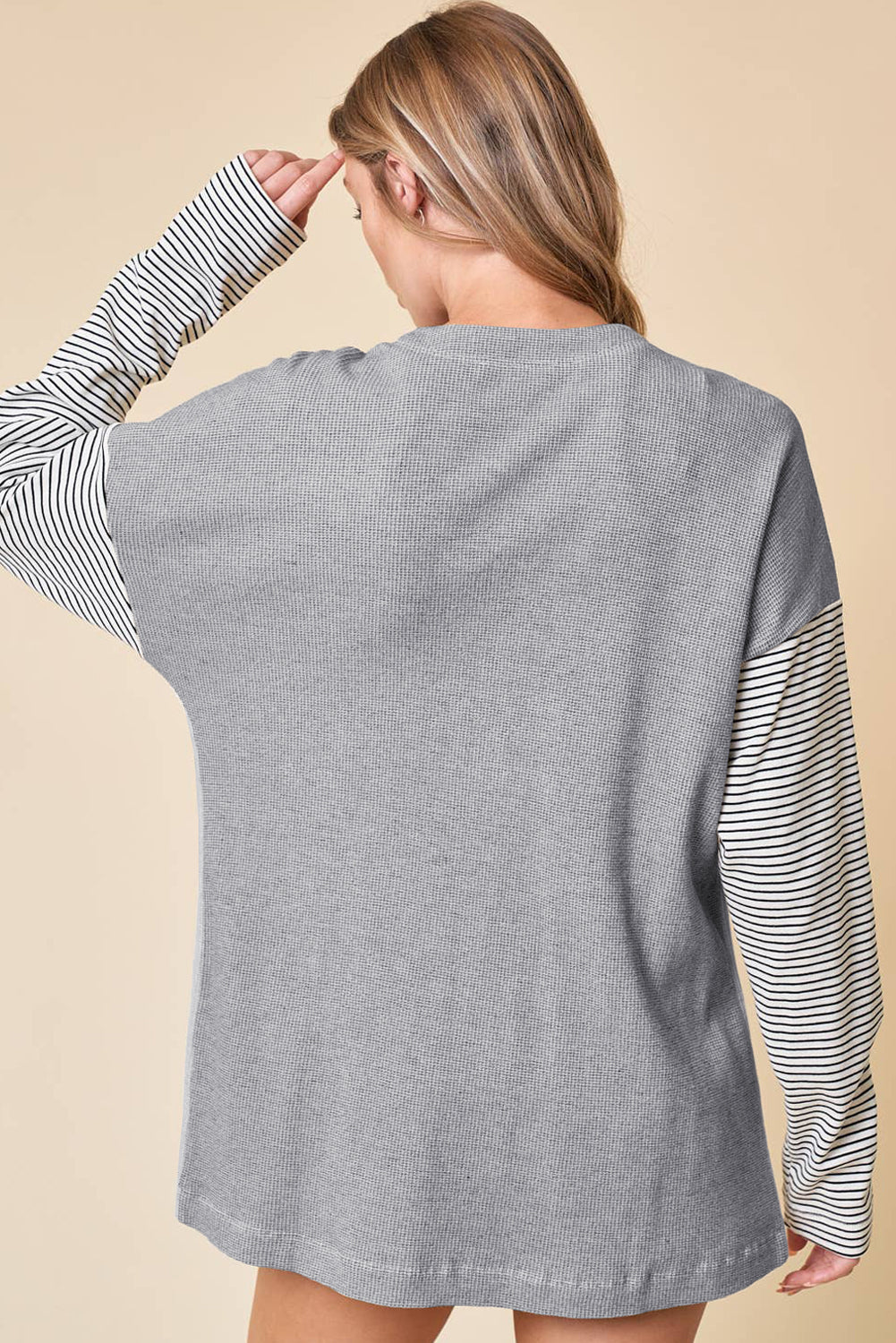 Black Stripe Colorblock Patchwork Open Front Cardigan with Pocket - Snoopy's Closet