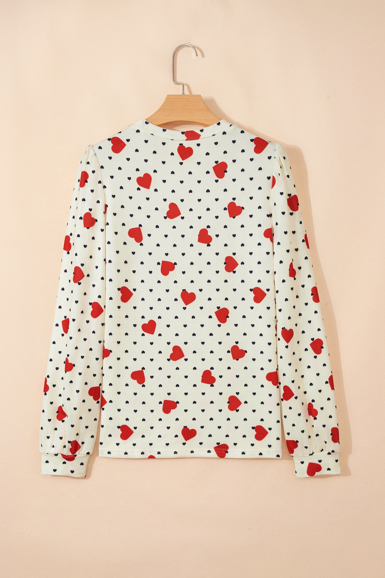 Beige Flower Heart Festive Valentine Blouse - Snoopy's Closet