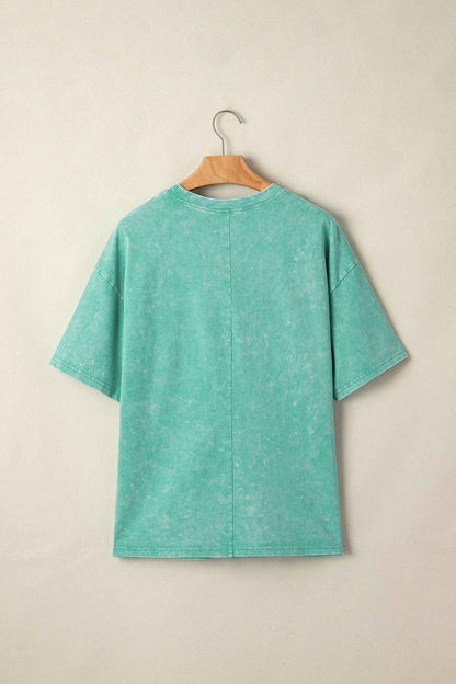 Dark Grey Solid Color Cotton Mineral Washed Oversize Tee
