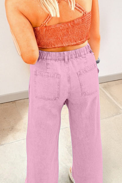 Pink Beaded Side Detail Split Loose Jeans - Snoopy's Closet
