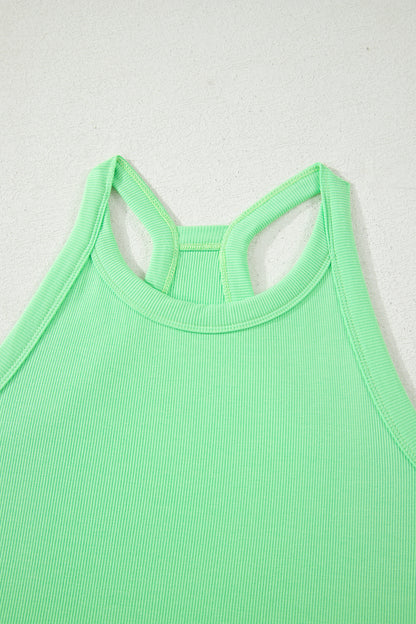 Green Slim Tank Top Elastic Waist Mini Skort 2pcs Outfit - Snoopy's Closet