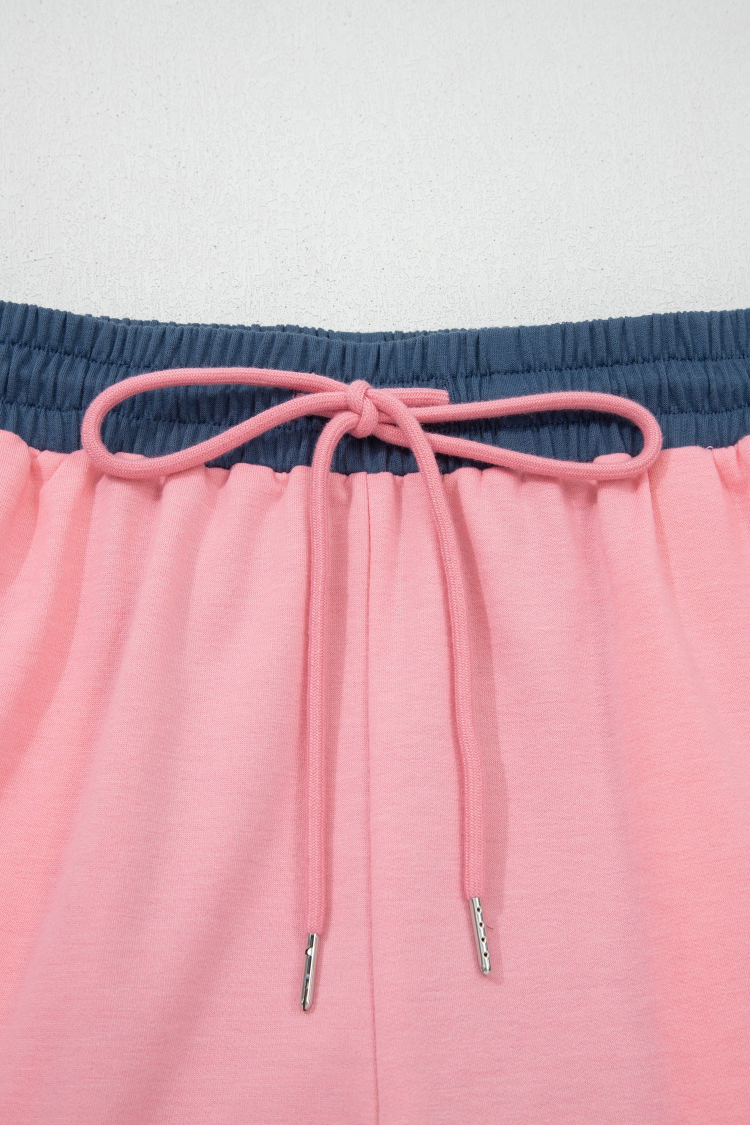 Pink Color Block Patchwork Varsity Striped Detail Drawstring Elastic Waist Shorts - Snoopy's Closet