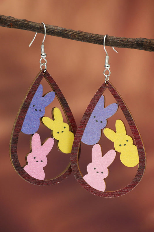 Brown Waterdrop Shape Easter Bunny Hook Earrings - Snoopy's Closet