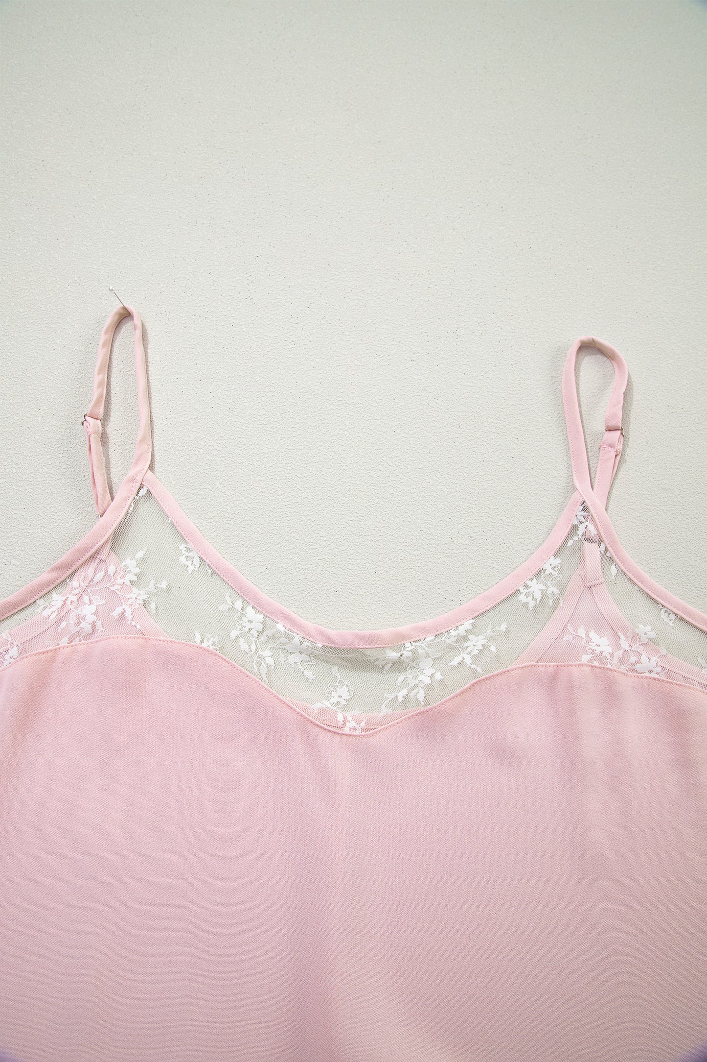Light Pink Sheer Lace Patchwork Camisole Nightgown Dress - Snoopy's Closet
