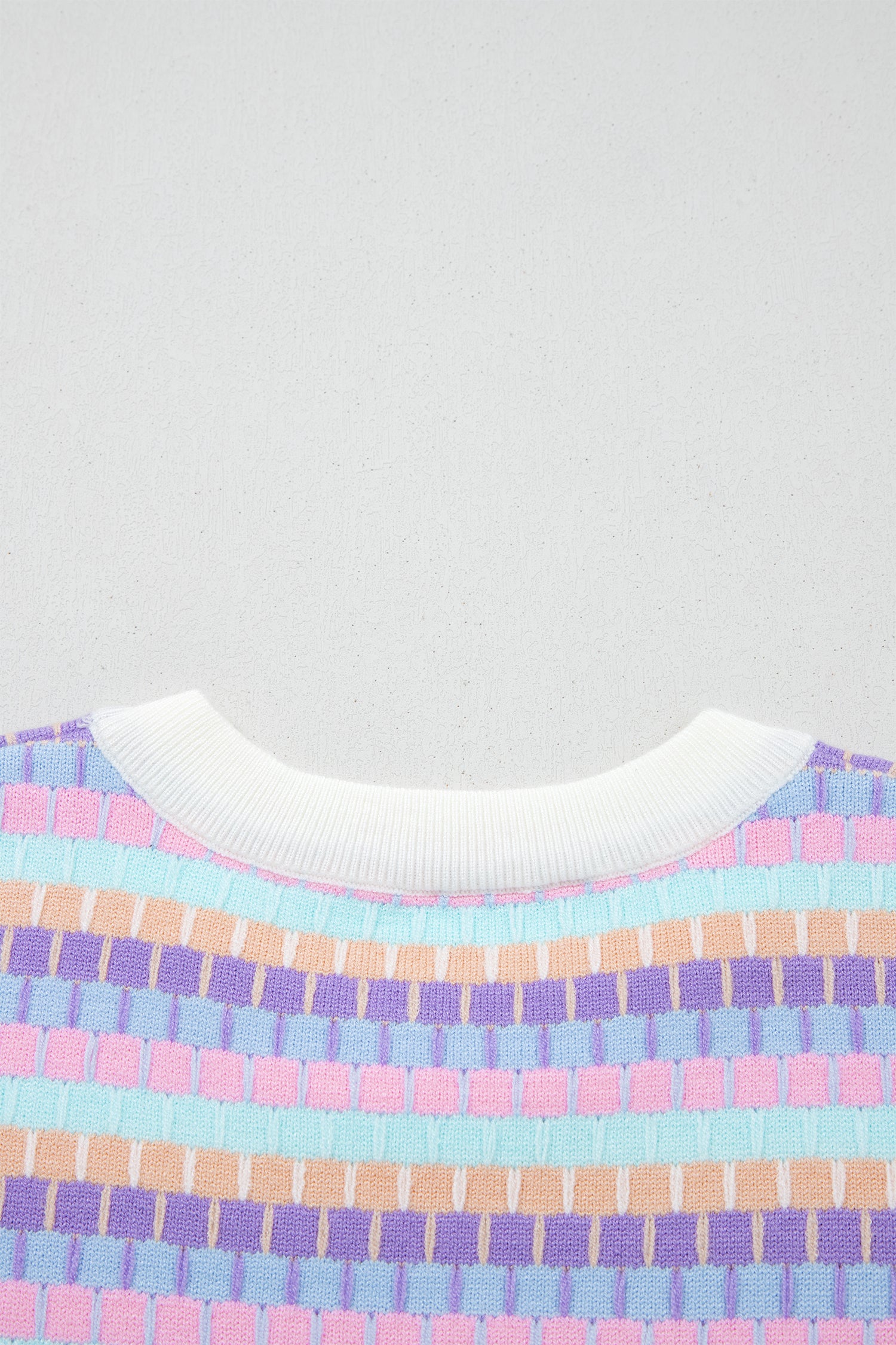 Orange Abstract Striped Knit Short Sleeve Sweater - Snoopy's Closet