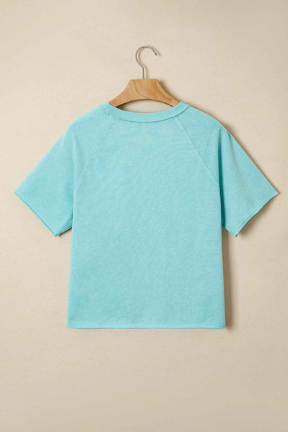 Mint Green Mineral Wash Raglan Sleeve Boxy Fit Cropped Tee