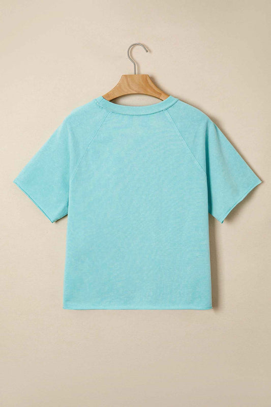 Mint Green Mineral Wash Raglan Sleeve Boxy Fit Cropped Tee