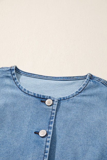 Myosotis Buttoned Front Slit Denim Vest